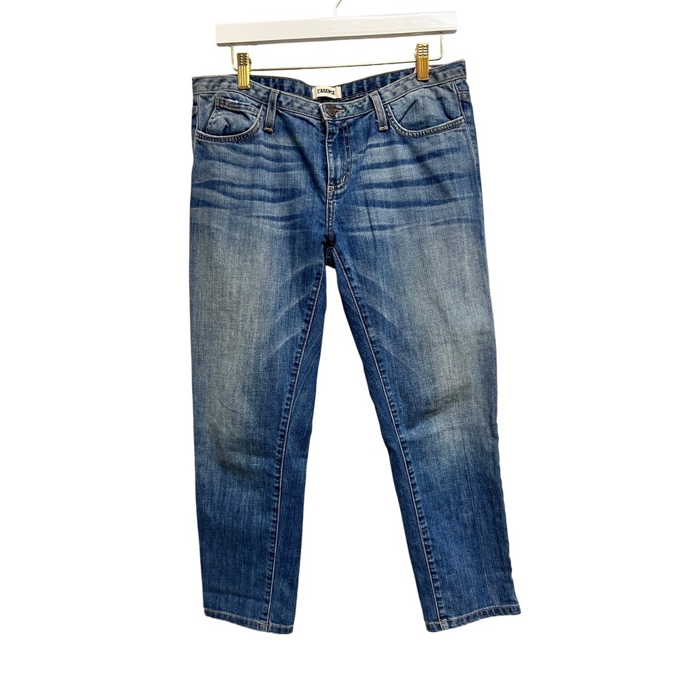 L'AGENCE Jeans Women 28 Blue Excellent Straight Leg Stretch Medium Wash Denim